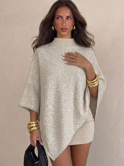 Blaira | Oversized High-Neck Poncho Sweater