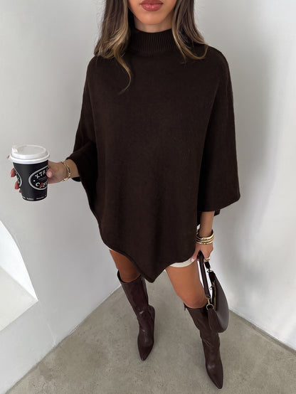 Blaira | Oversized High-Neck Poncho Sweater