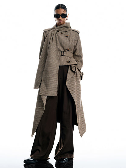 Ovette | Houndstooth Half Cape Overcoat