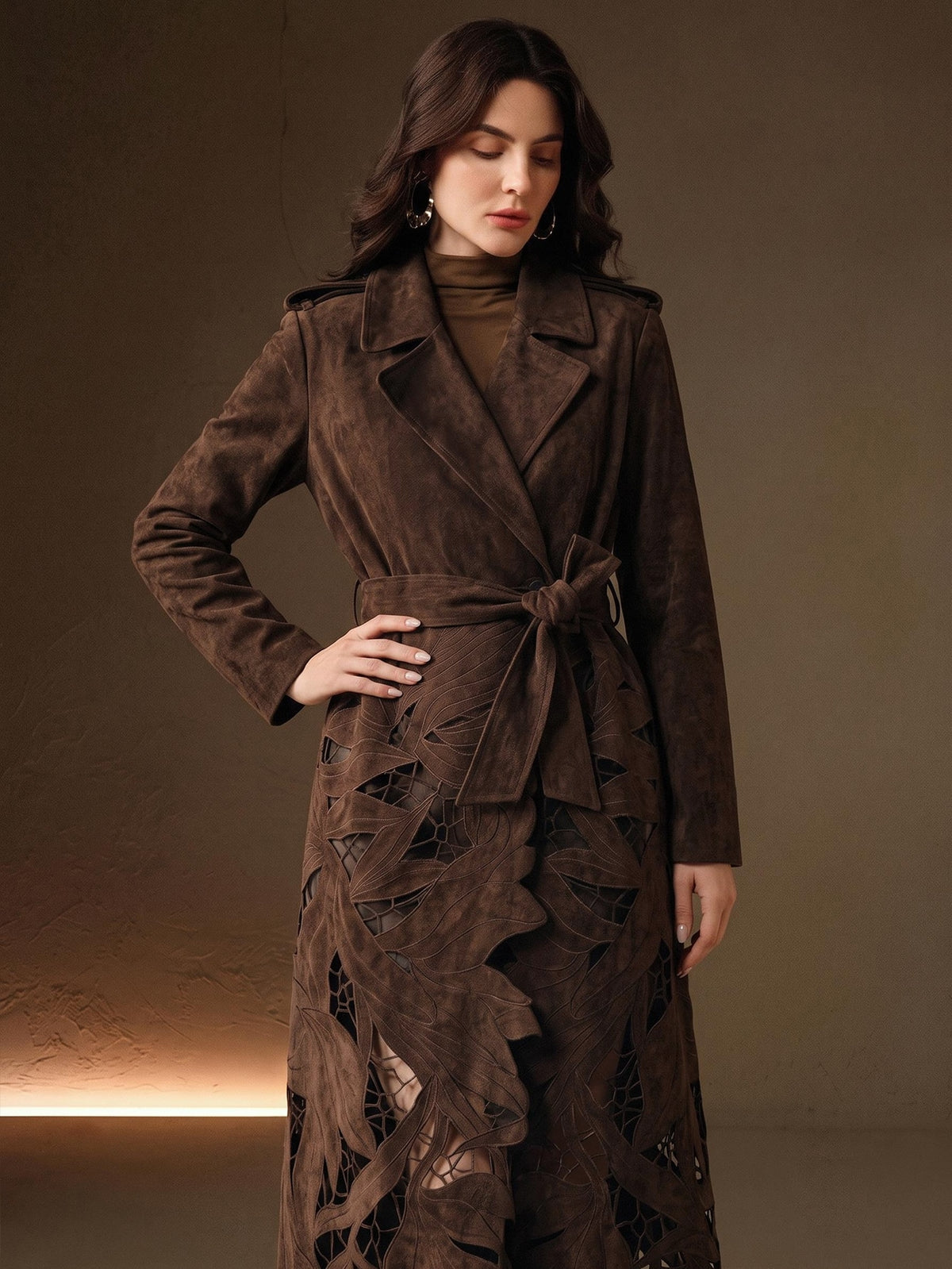 Sablya | Suedette Midi Trench Coat