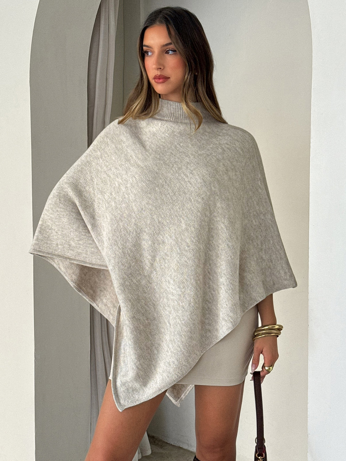 Blaira | Oversized High-Neck Poncho Sweater