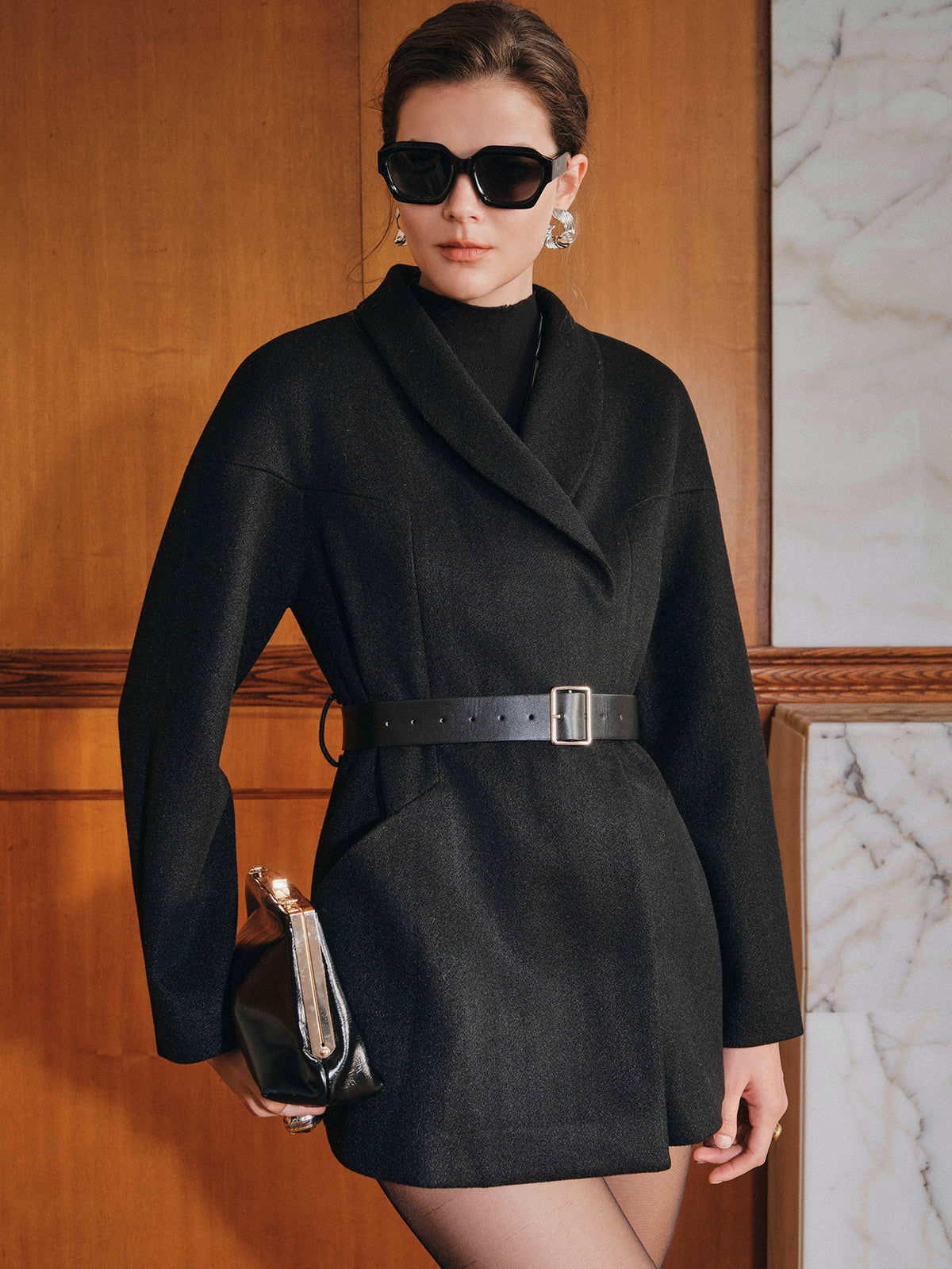 Halis | Shawl Collar Cloak Jacket