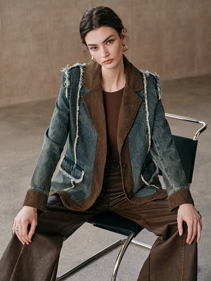 Inkya | Tie-Dye Denim Biker Jacket