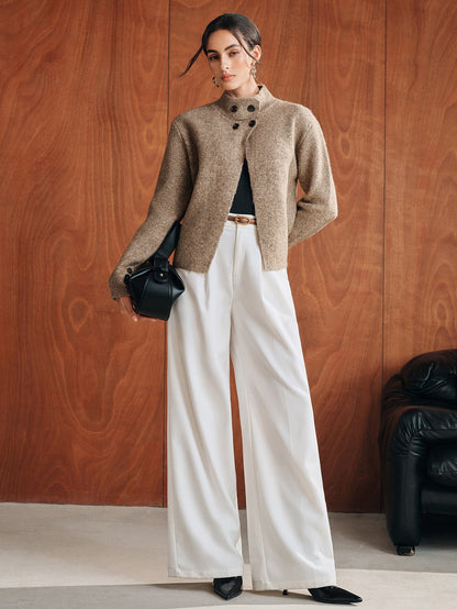 Fria | Wool-Blend Stand-Collar Cardigan