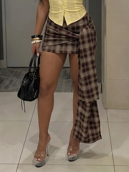 Odiel | Plaid Asymmetrical Mini Skort