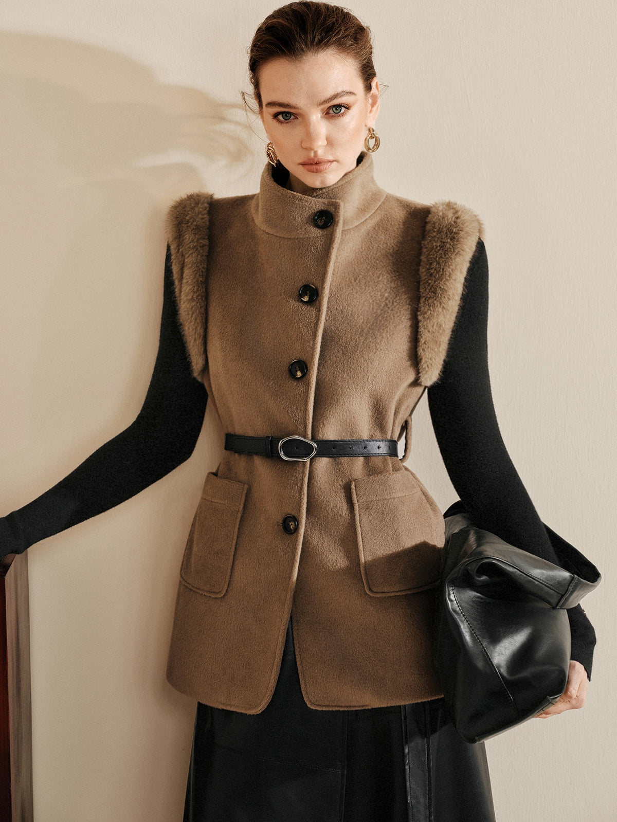 Kajea | Faux Fur Belted Vest
