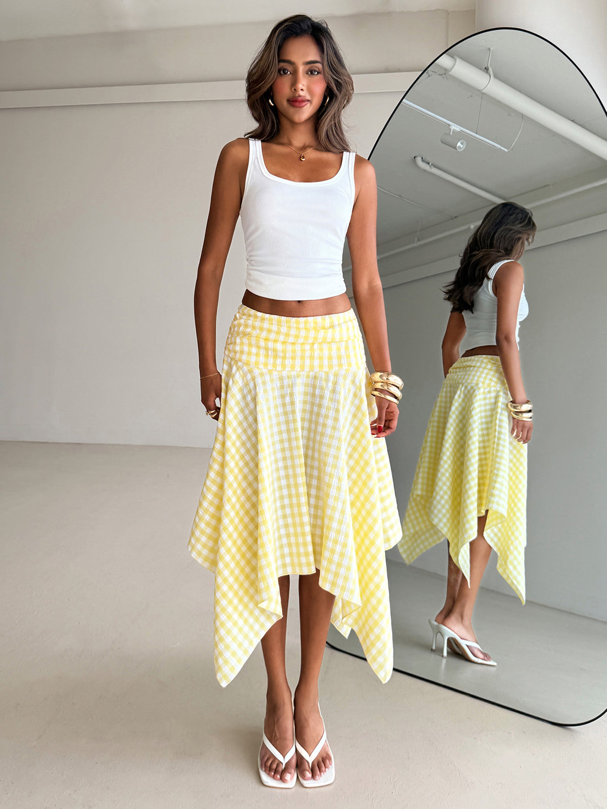 Noemia | Asymmetric Polka Dot Midi Skirt