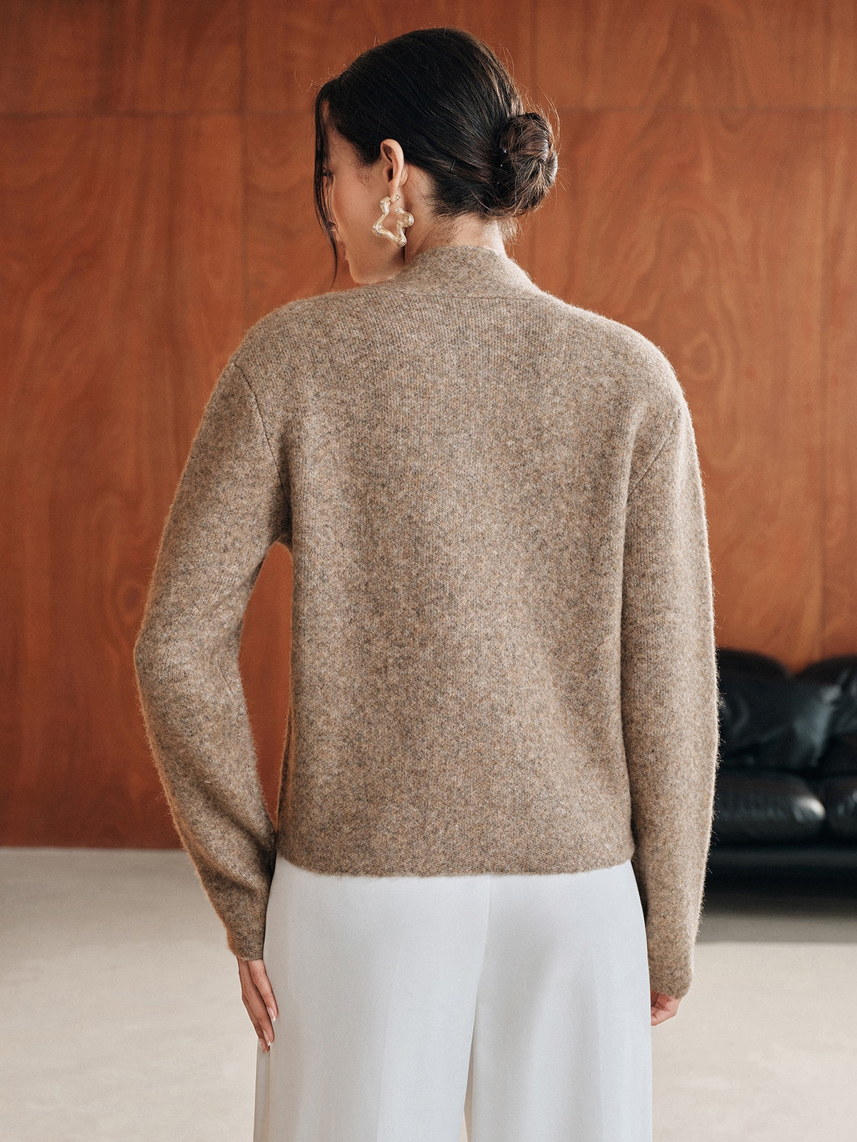 Fria | Wool-Blend Stand-Collar Cardigan