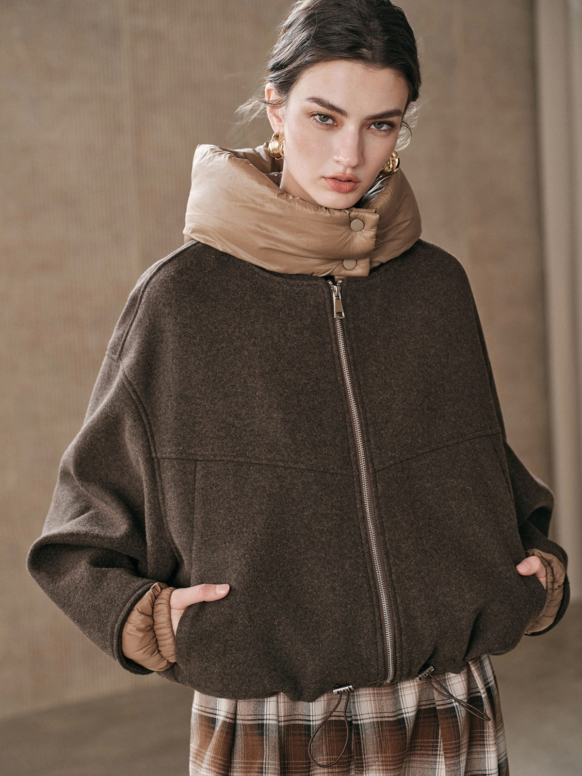 Ullia | Oversized Wool-Blend Jacket with Detachable Hood