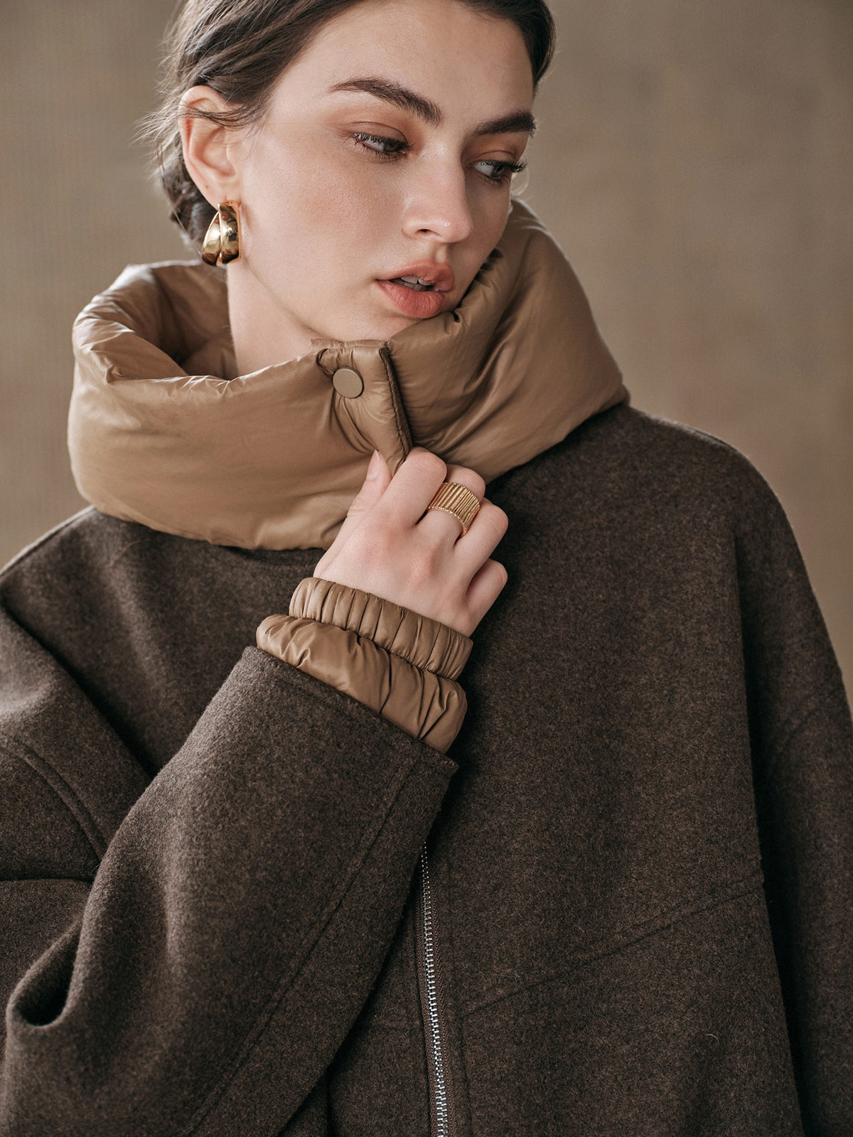 Ullia | Oversized Wool-Blend Jacket with Detachable Hood