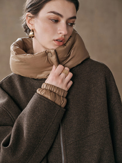 Ullia | Oversized Wool-Blend Jacket with Detachable Hood
