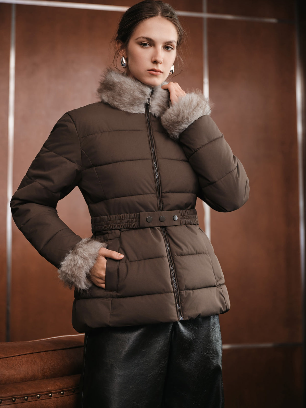Bijea | Tie Dye Belted Winter Coat