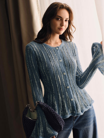 Linine | Ruffle-Hem Knit Cardigan
