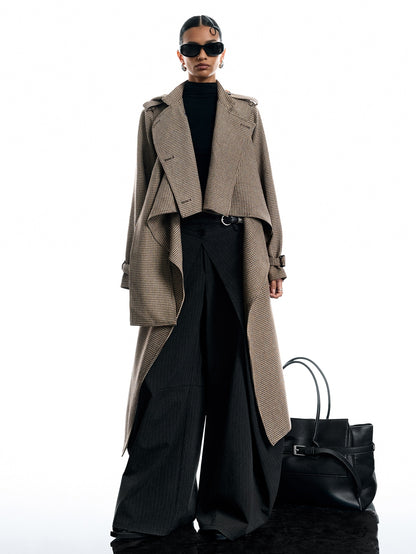 Ovette | Houndstooth Half Cape Overcoat