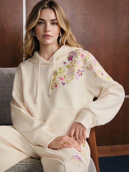 Fablis | Floral Embroidered Hooded Sweatshirt