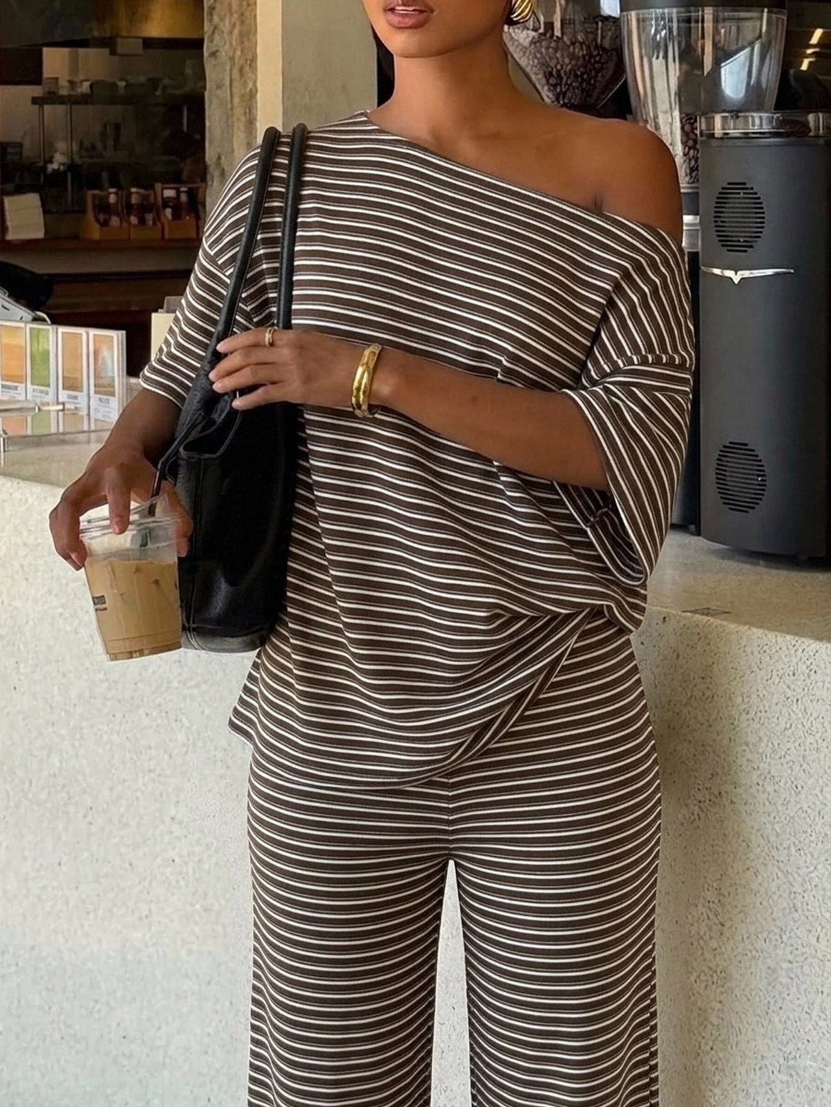 Kitya | Striped Two-Piece Waffle Knit Set