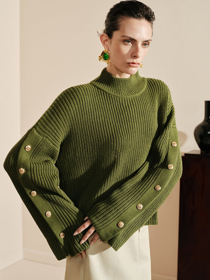 Tessis | Drop-Shoulder Button Sweater