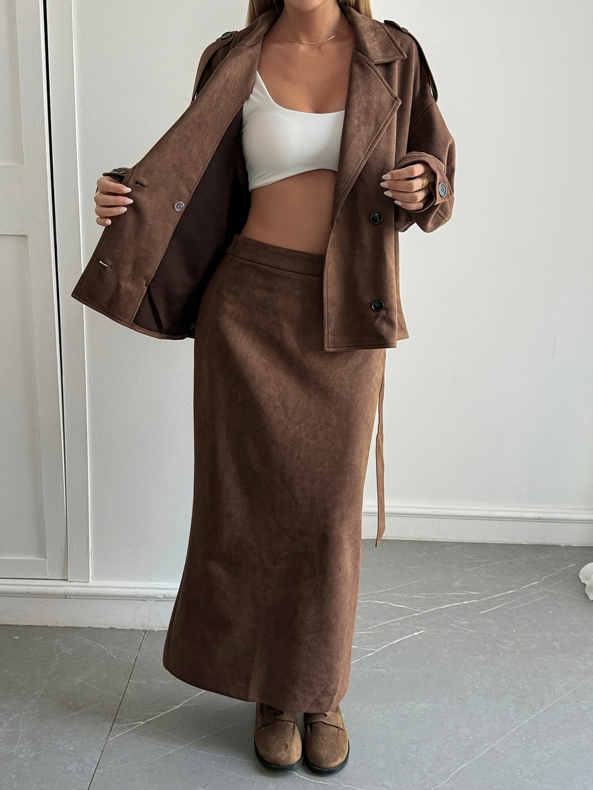 Emis | Vintage Double-Breasted Blazer & Skirt Set