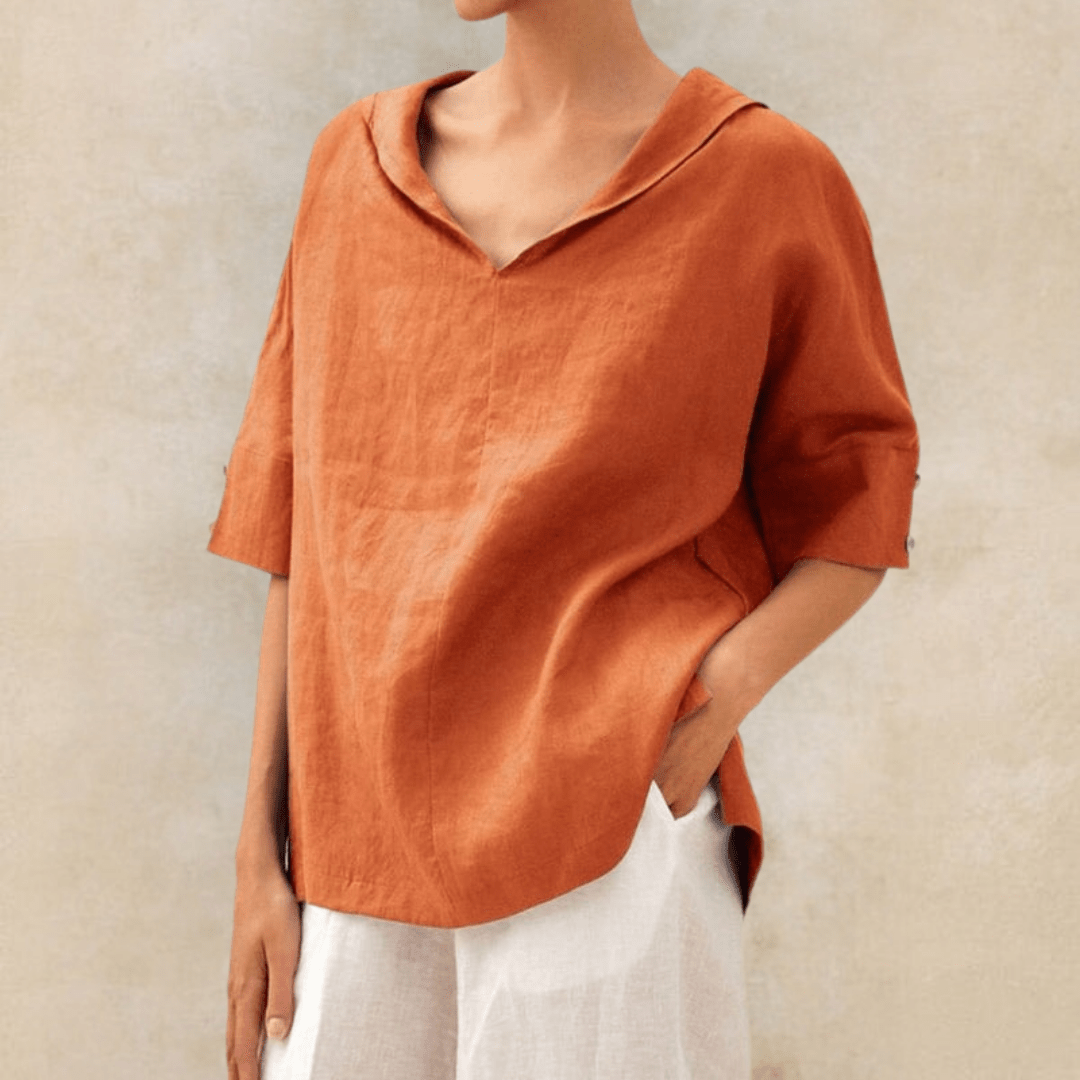 Sophie | Women's Relaxed Linen V-Neck Tunic Blouse