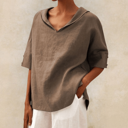 Sophie | Women's Relaxed Linen V-Neck Tunic Blouse