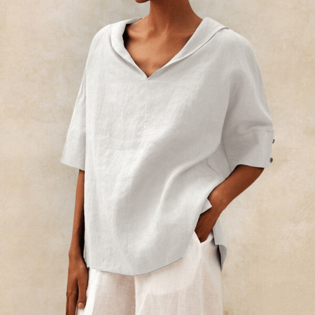 Sophie | Women's Relaxed Linen V-Neck Tunic Blouse