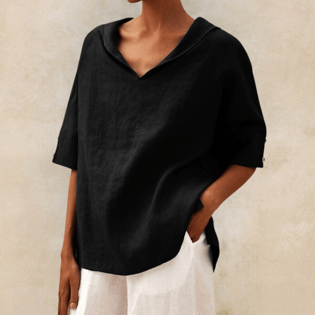 Sophie | Women's Relaxed Linen V-Neck Tunic Blouse