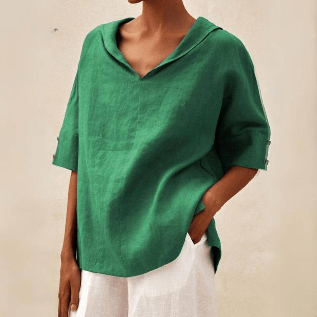 Sophie | Women's Relaxed Linen V-Neck Tunic Blouse