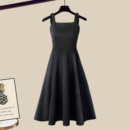 Versatile 2-in-1 Knit Dress Set for Women, A-Line Dress with Cropped Sweater Layer, for Work, Casual, Date Night & Every