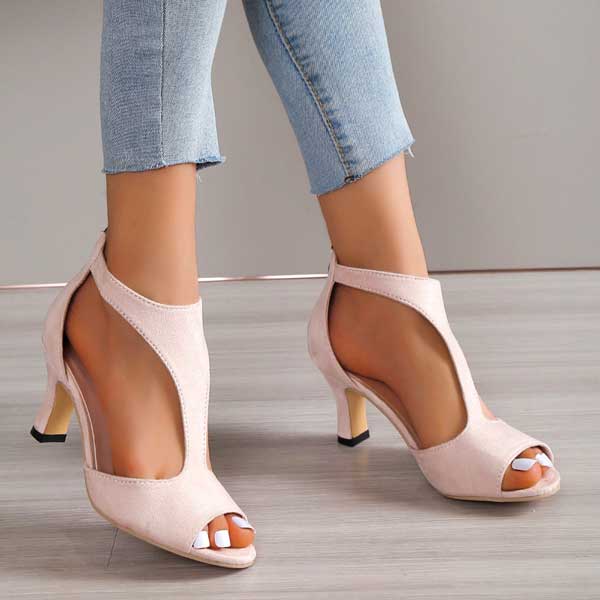 Elegant Open Toe Heels for Women, Orthopedic Support Cushioned Arch Stable Heel, for Work, Events & Special Occasions
