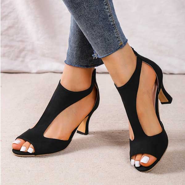 Elegant Open Toe Heels for Women, Orthopedic Support Cushioned Arch Stable Heel, for Work, Events & Special Occasions