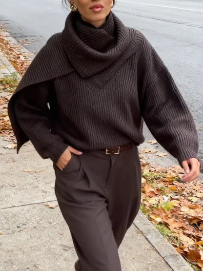 Herta | Wrap Funnel-Neck Cardigan Sweater