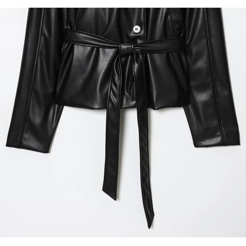 Ilsis | Cropped Faux Leather Moto Jacket