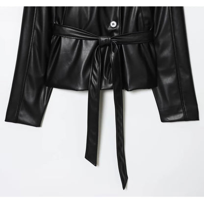 Ilsis | Cropped Faux Leather Moto Jacket