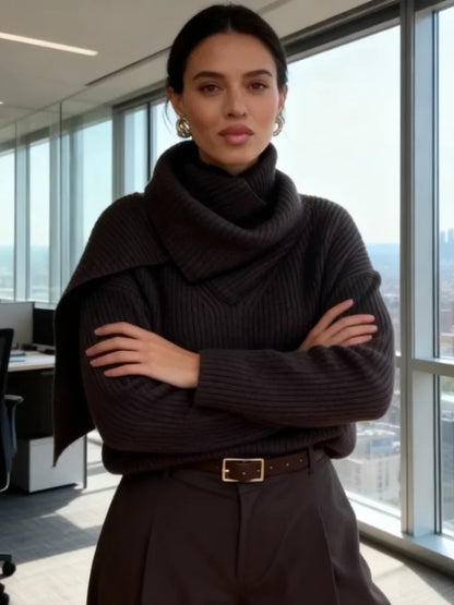 Herta | Wrap Funnel-Neck Cardigan Sweater