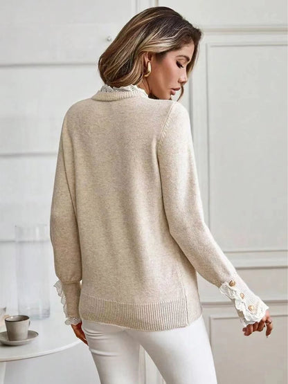 Danine | Ruched Round-Neck Knit Sweater
