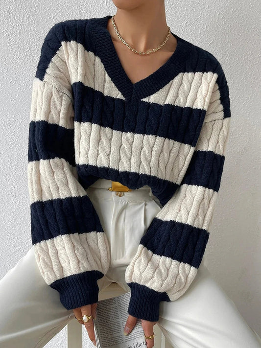 Edda | Striped V-Neck Sweater