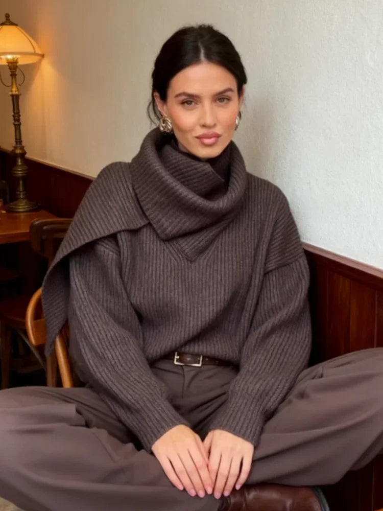 Herta | Wrap Funnel-Neck Cardigan Sweater