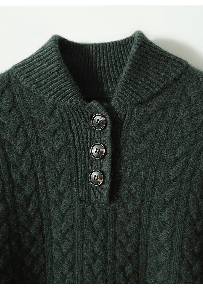Ilse Blanche | Cable Knit Button-Up Sweater