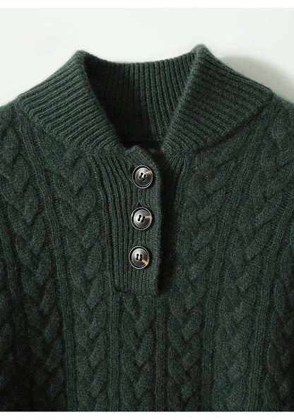 Ilse Blanche | Cable Knit Button-Up Sweater