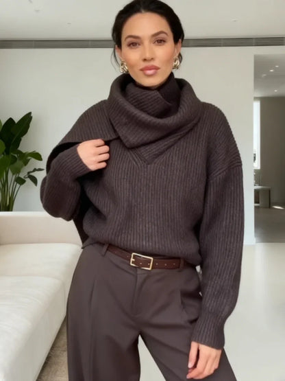 Herta | Wrap Funnel-Neck Cardigan Sweater