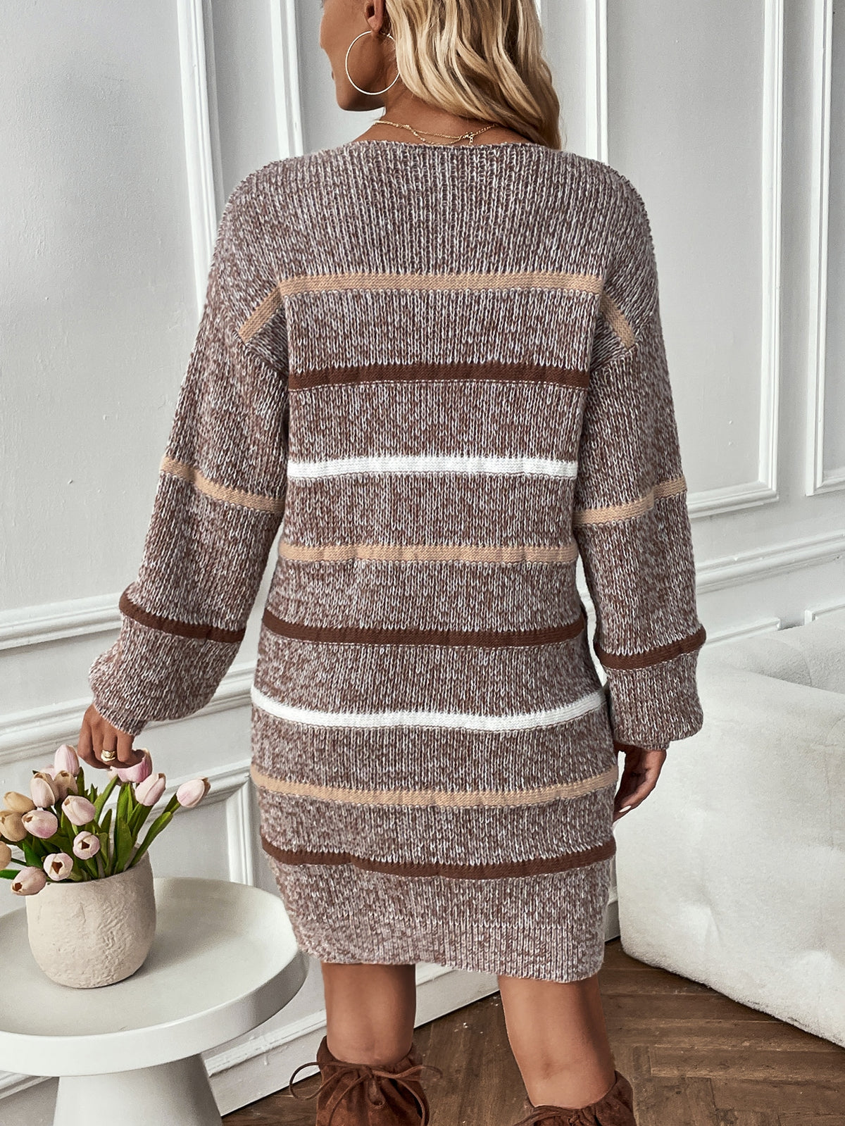 Heriel | Striped Drop Shoulder Sweater Dress