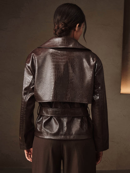 Ambra | Crocodile Embossed Motorcycle Jacket
