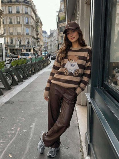 Minea | Striped Raglan Pullover Sweater