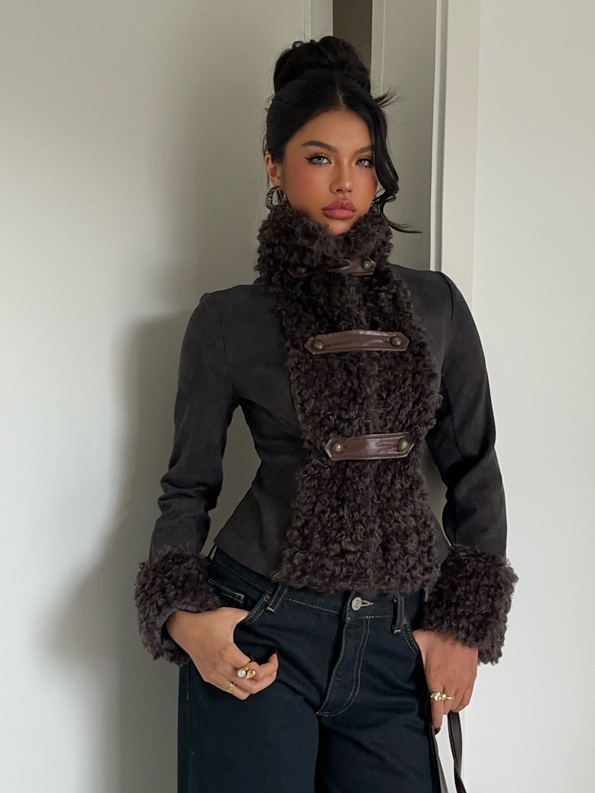 Sofa | Suedette Fuzzy Patchwork Jacket