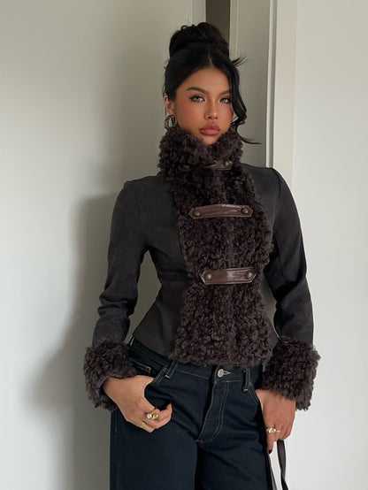 Sofa | Suedette Fuzzy Patchwork Jacket