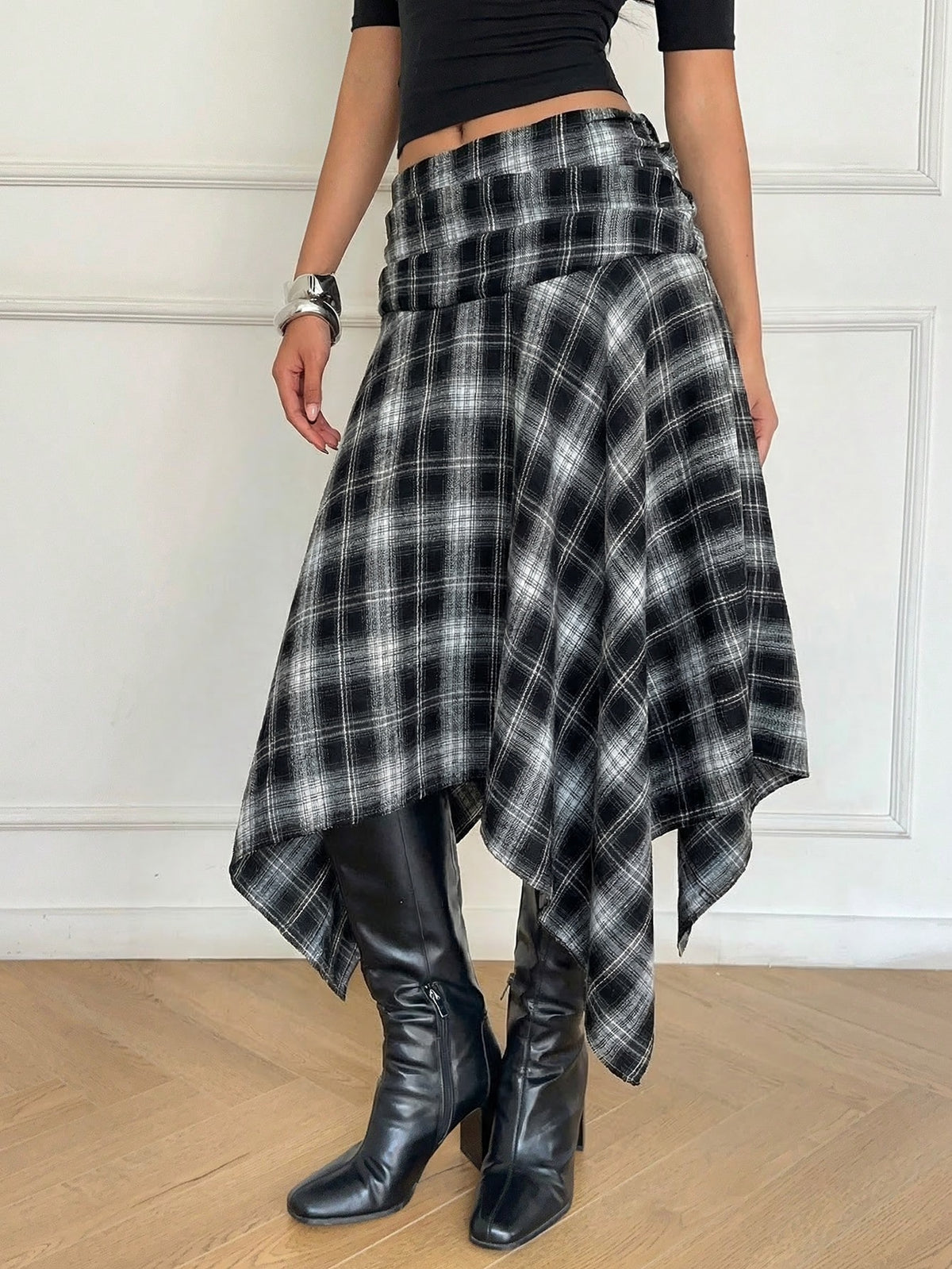 Noemia | Asymmetric Polka Dot Midi Skirt
