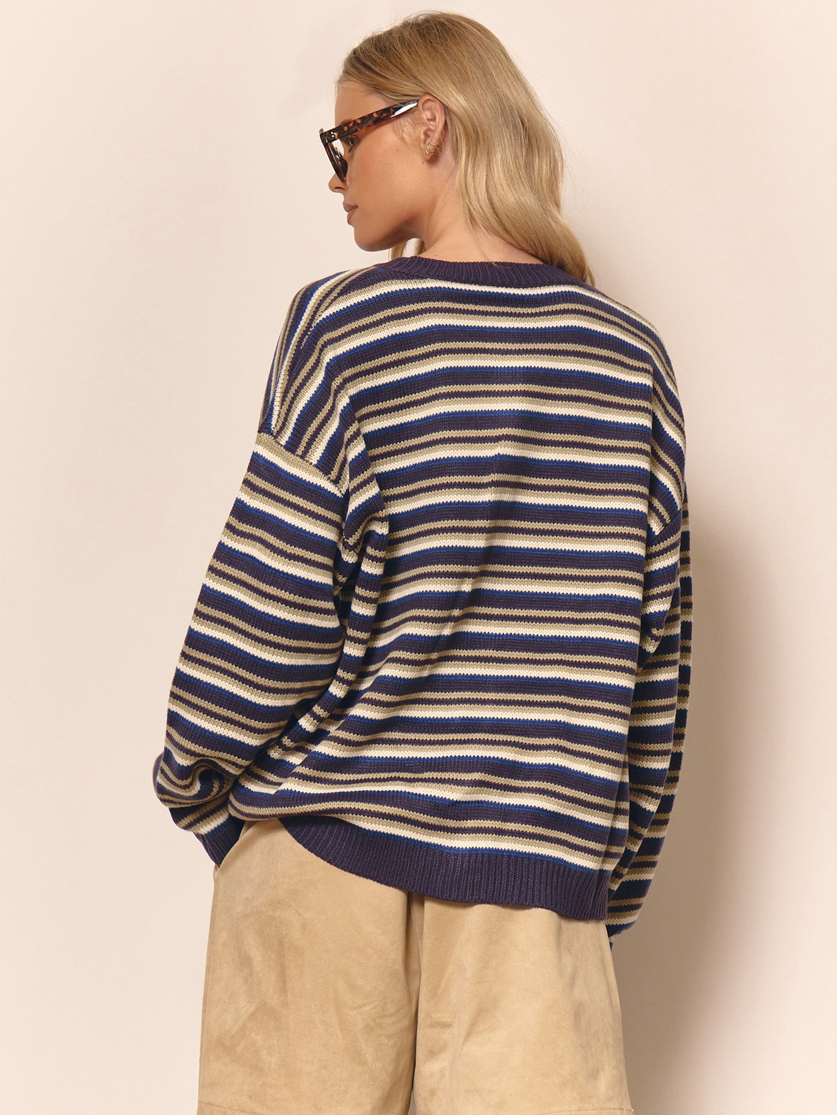 Halla | Oversized Striped Button Cardigan