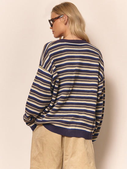 Halla | Oversized Striped Button Cardigan