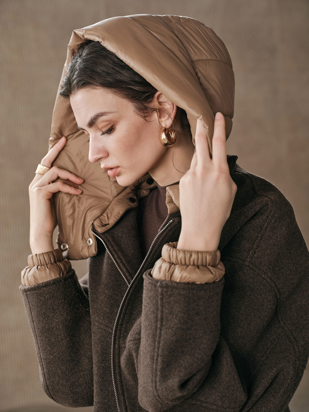Ullia | Oversized Wool-Blend Jacket with Detachable Hood