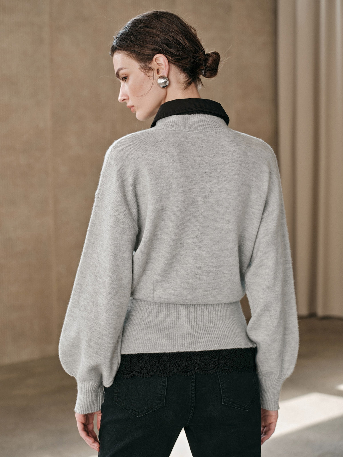 Antona | Knit Patchwork V-Neck Pullover